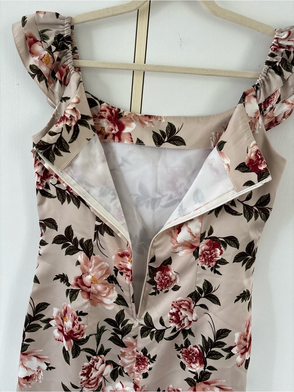 Hand Made Floral Ruffle Mini Dress Cottagecore Coquette Romantic Pink Wedding - Picture 11 of 11